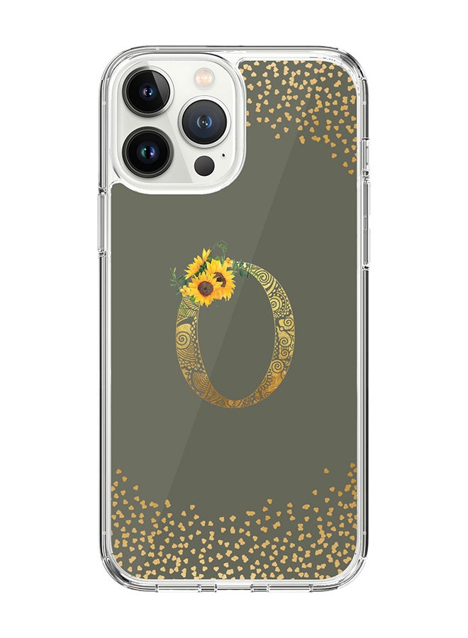 Classic Clear Case For iPhone 15 Pro Max, Hybrid Soft Case Cover- Custom Monogram Initial Letter Mandala Floral Pattern Alphabet - O ( Olive Green)
