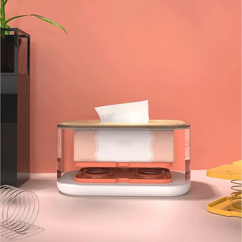 Pink Automatic Tissue Box Holder With Spring Lift Assist Dispenser For Bathroom Tabletop - Image 3
