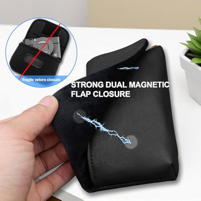 Camera Case Bag for Canon PowerShot G7 X Mark III / G7X Mark II Digital Camera, Soft Leather Protective Camera Travel Pouch Sleeve, Compact Canon G7 X Mark III Case Bag with Wrist Strap, Black - Image 4