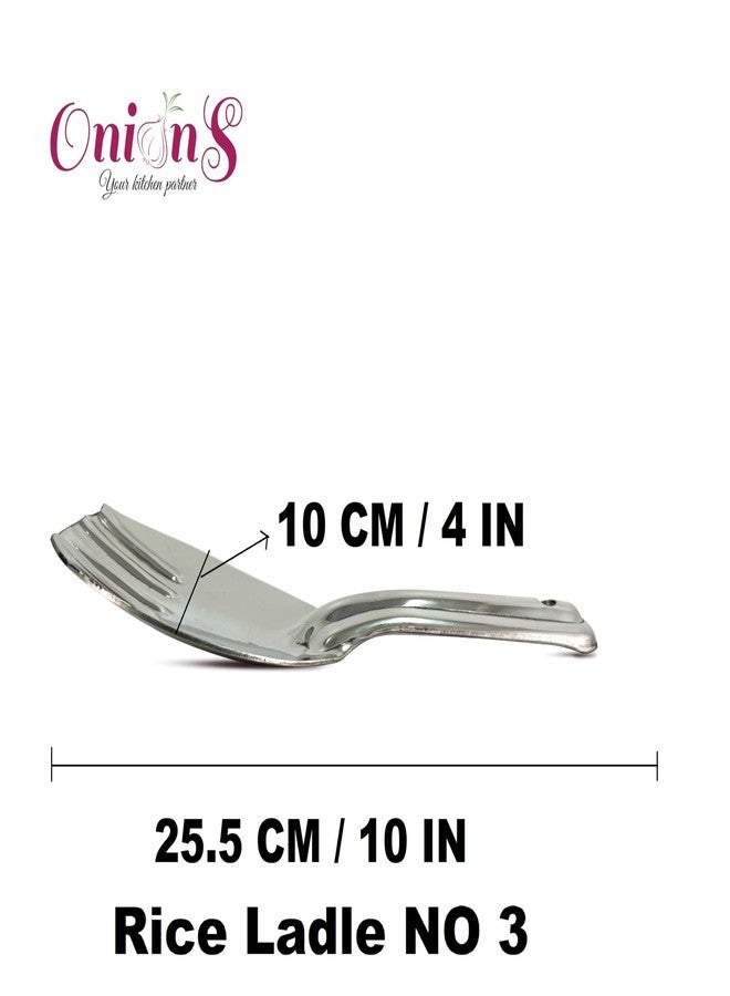 Onions Stainless Steel Rice Ladle - Durable & Rust-Resistant Serving Spoon - Heavy-Duty Kitchen Utensil for Rice, Grains, and More 25 5 Cm/ 10 in (Big - No 3) - Image 5