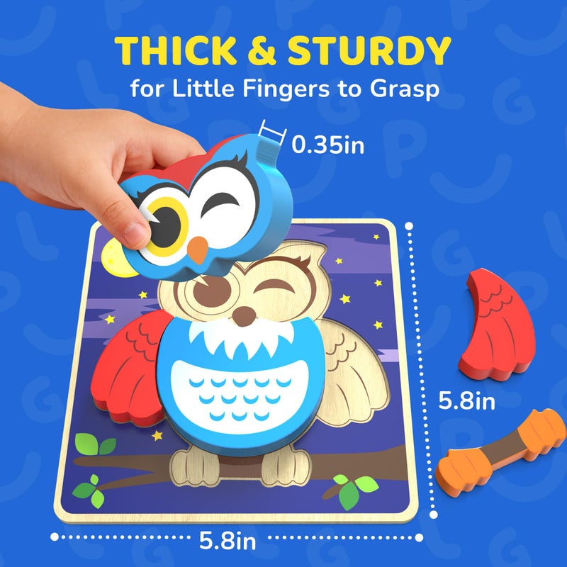 BenBen Wooden Puzzles for Toddlers 1-3, 6 Pack Animal Puzzles for Toddlers 2-4, Montessori Toys for 1 2 3 Year Old Boys Girls, Learning Educational Preschool Toys - Image 5