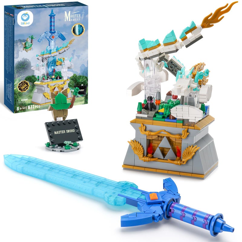 Sillbird BOTW Glowing Master Sword Building Blocks Set TOTK Decorations with Dragon for Link Fans Birthday Toys Gifts for Kids Boys Girls Ages 812 Year Old 677pcs - Image 2