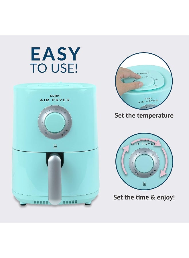 Nostalgia - Nostalgia Small Air Fryer 1-Quart, Compact Space Saving, Adjustable 30 Minute Timer and Temperature Up To 400℉, Non-Stick Dishwasher Safe Basket, Aqua - Image 1