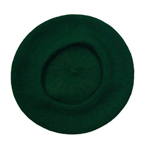 AIYUE Women Men Warm Beanie Hat Solid Color Wool French Beret Artist Painter Fancy Dress Costumes Dark Green Dark Green 10.6 in - Image 3