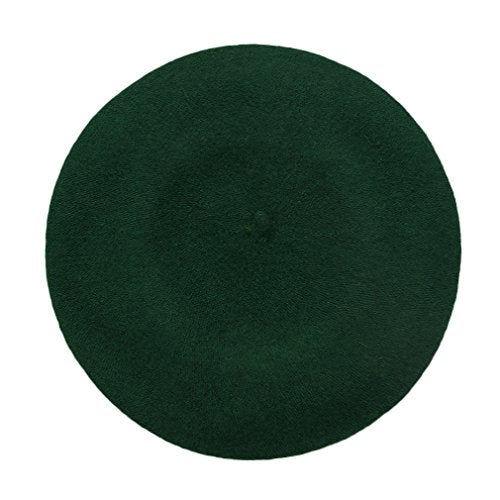 AIYUE Women Men Warm Beanie Hat Solid Color Wool French Beret Artist Painter Fancy Dress Costumes Dark Green Dark Green 10.6 in - Image 4