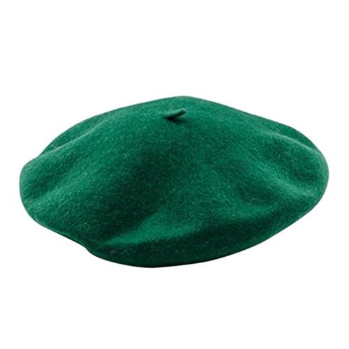 AIYUE Women Men Warm Beanie Hat Solid Color Wool French Beret Artist Painter Fancy Dress Costumes Dark Green Dark Green 10.6 in - Image 2