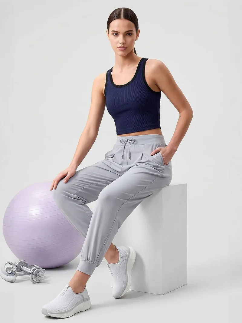 تومي لايف TOMMY Mid Waist Thin Jersey Jogger Pants with Pocket
