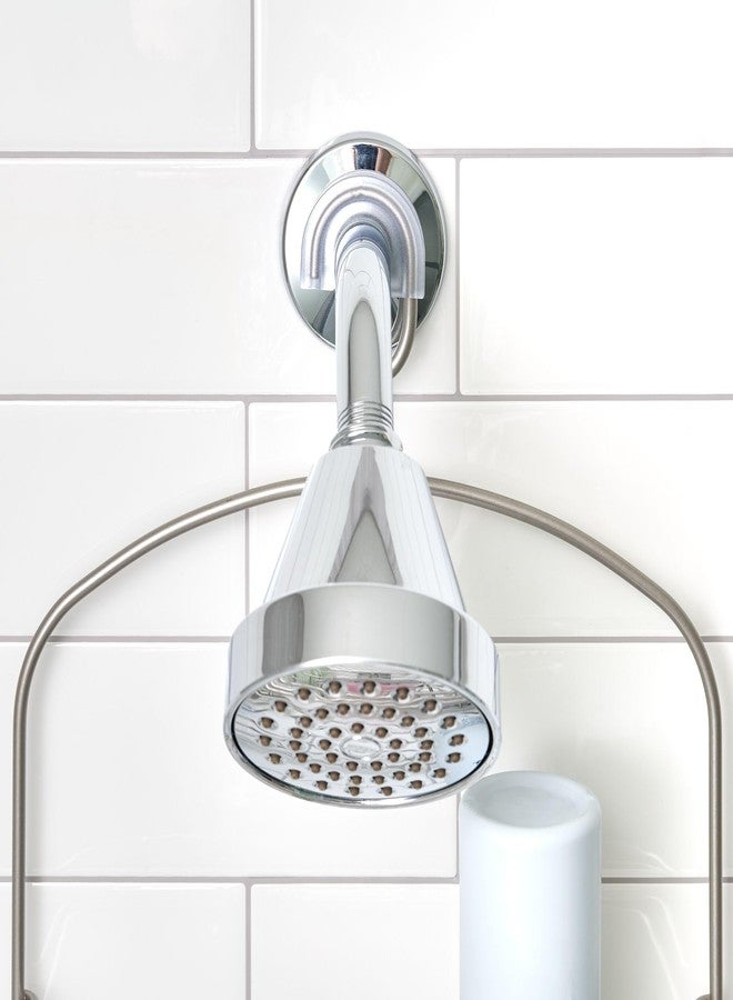 إنترديزاين رف معلق للاستحمام من iDesign مزود بأرفف وصحن صابون وخطافات، منظم سهل التركيب فوق رأس الدش، ساتان - Image 5