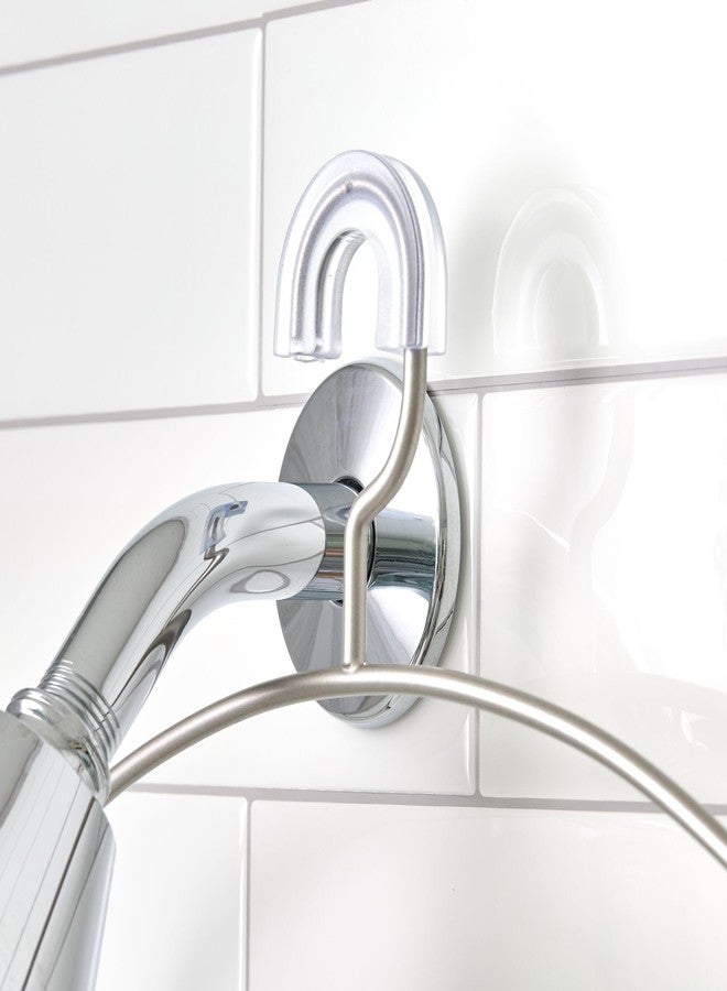 إنترديزاين رف معلق للاستحمام من iDesign مزود بأرفف وصحن صابون وخطافات، منظم سهل التركيب فوق رأس الدش، ساتان - Image 4