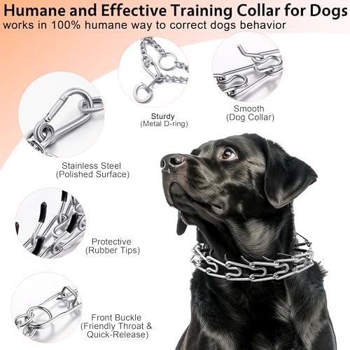 DEYACE Stainless Steel Dog Training Collar, Quick Release Buckle, Adjustable Collar for Large Dogs Neck Girth 12"-17“ - Image 2