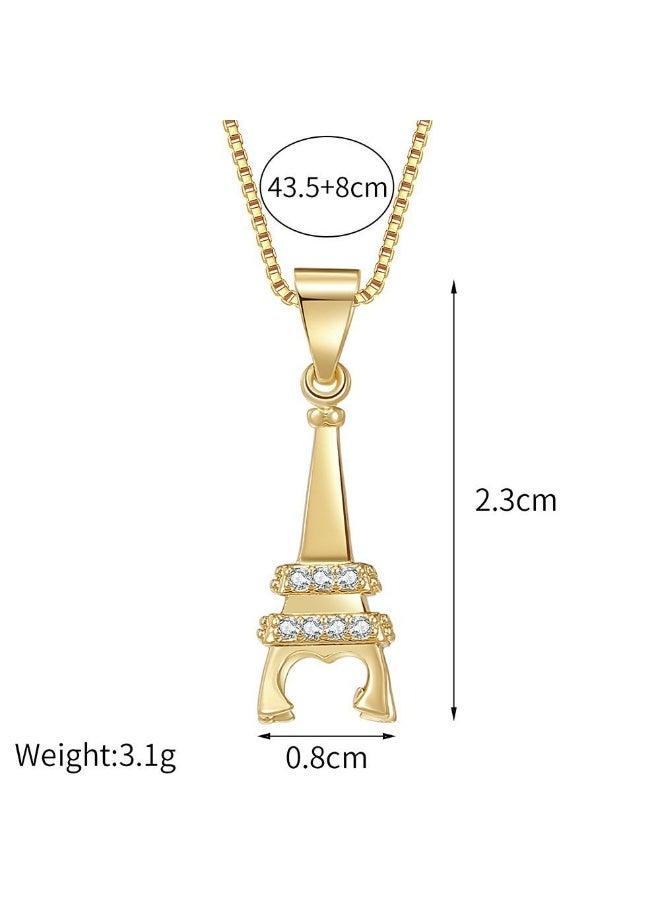 Women's fashion gold necklace, gold-plated zircon inlay, party dress accessories, gold women's gift, anti allergic - Image 5