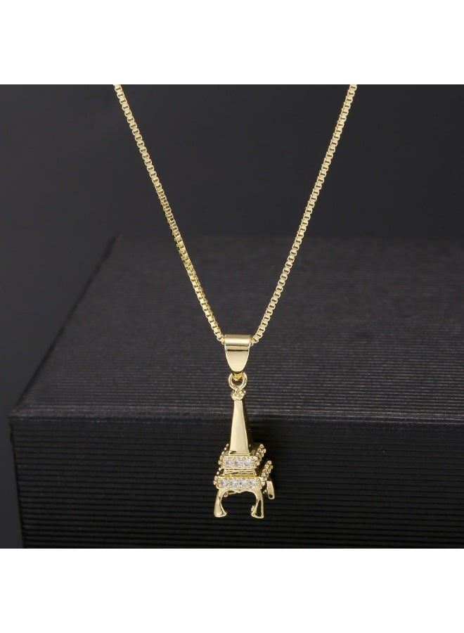 Women's fashion gold necklace, gold-plated zircon inlay, party dress accessories, gold women's gift, anti allergic - Image 4