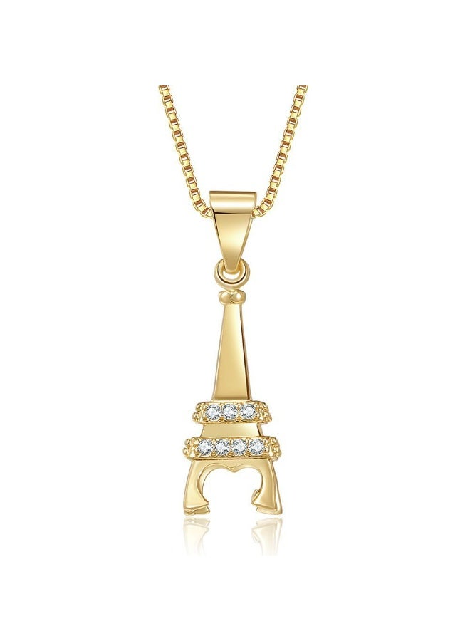 Women's fashion gold necklace, gold-plated zircon inlay, party dress accessories, gold women's gift, anti allergic - Image 1