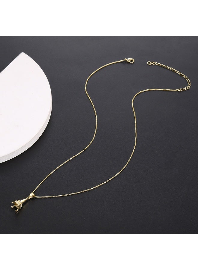 Women's fashion gold necklace, gold-plated zircon inlay, party dress accessories, gold women's gift, anti allergic - Image 3