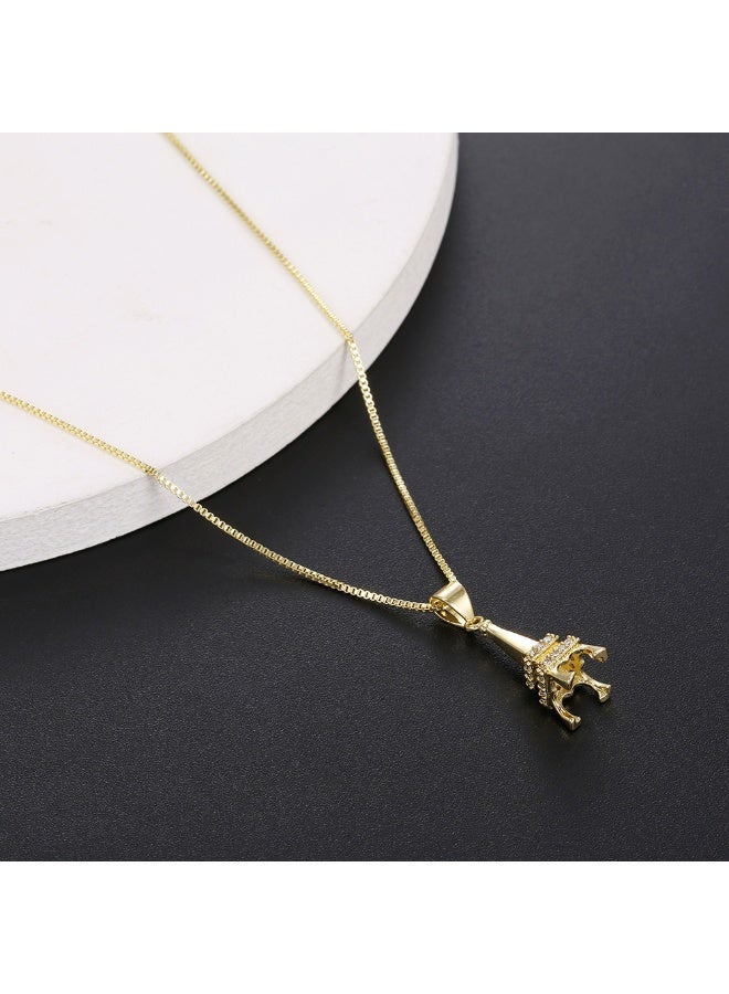 Women's fashion gold necklace, gold-plated zircon inlay, party dress accessories, gold women's gift, anti allergic - Image 2