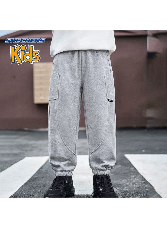 Skechers Boys' Outdoor Jogger Pants Winter  Kids' Sports Trousers Rainy Gray Size 150 - Image 1