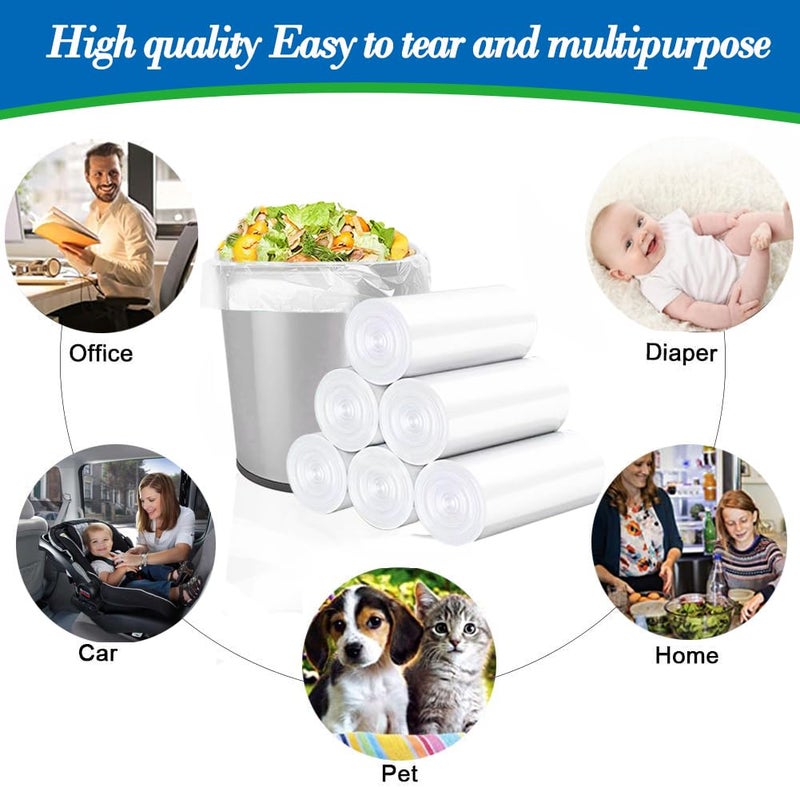 HOMMALY 1 Gallon 140 pcs (0.8-1 Gal) Small Clear Trash Bags, Strong 0.8 Gallon 1 Gallon 1.2 Gallon Garbage Bags, Bathroom Trash Can Bin Liners,Mini Bags Waste Basket Liner,Fit 3,4.5 Liter, 0.8-1.2 Galï¼ˆ1C140) - Image 5
