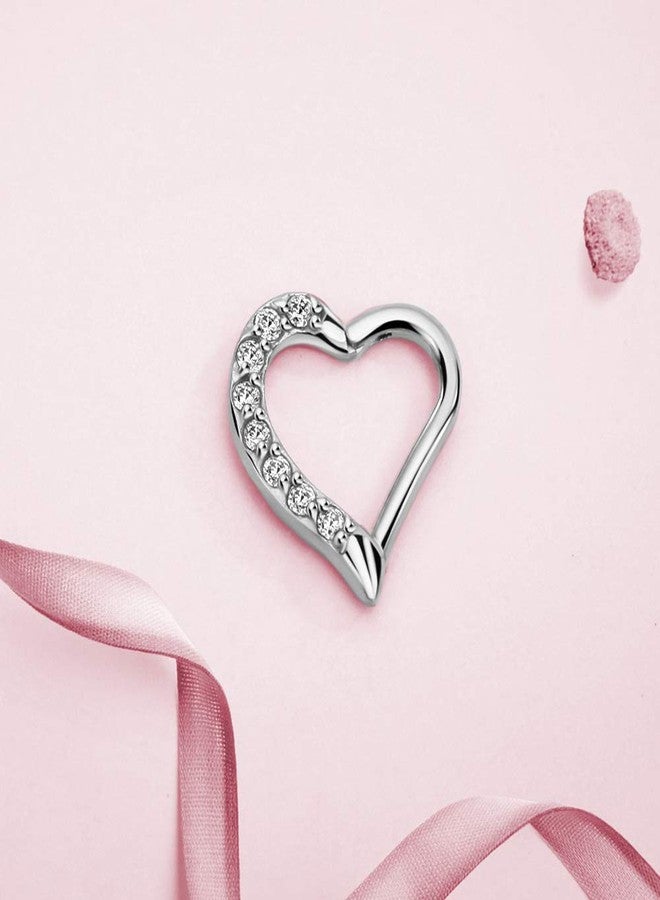 FANSING 16 Gauge Gemmed Daith Earrings Right Ear 8mm Daith Piercing Jewelry Surgical Steel 16g Heart Shaped Hinged Ring Hoop 316L Stainless Steel - Image 4