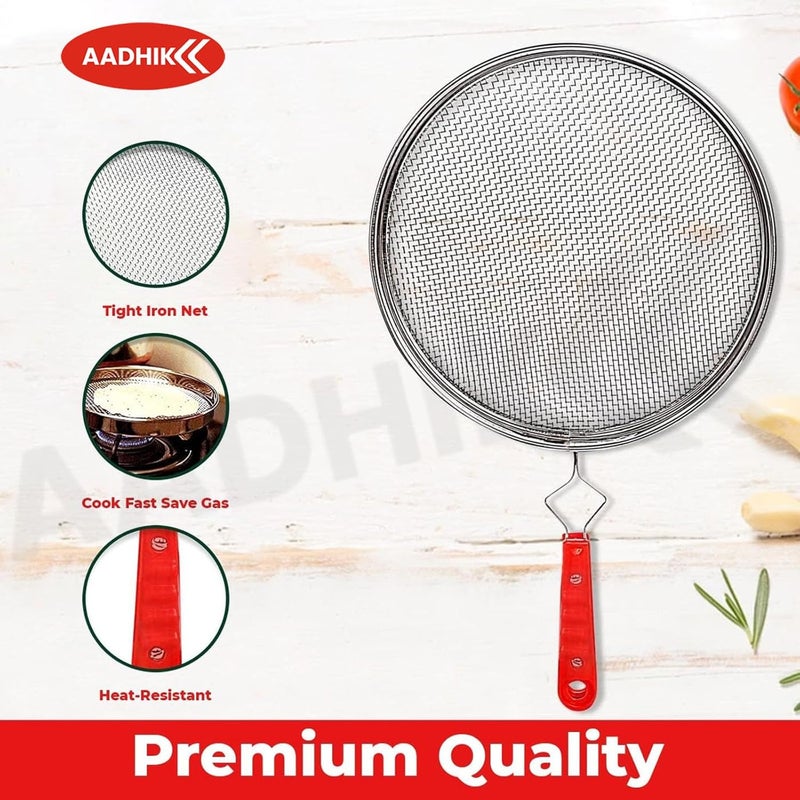 AADHIK Papad Roaster Phukla Grill for Gas StoveRoti Jali for Kitchen Cooking Barbeque Grill Brinjal RoasterSteel Mesh Griller 8 Inch - Image 3