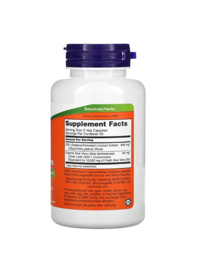 DGL with Aloe Vera, 400 mg, 100 Veg Capsules