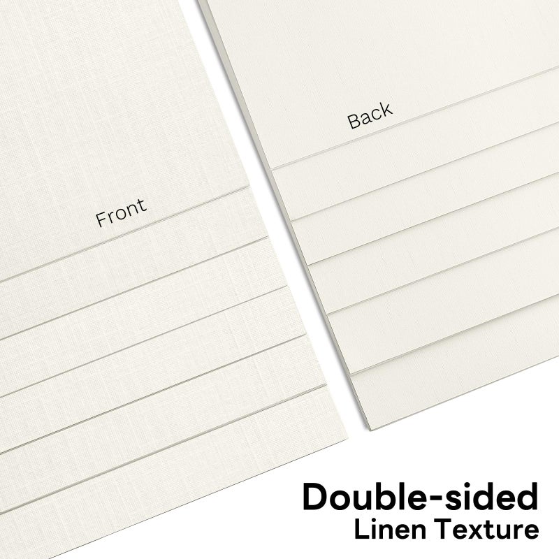 Goefun 5x7 Ivory Linen Paper Textured Cardstock, Goefun Light Cream Wedding Invitation Cardstock 80 lb Linen Paper for Printing, Invitations, Arts & Crafts and Business Cards,100 Pack - Image 3