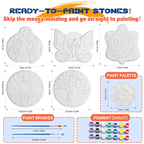 IFLOVE Paint Your Own Stepping Stones for Kids Craft Kits,Arts and Crafts for Kids Ages 4-8,5 Pack Painting Crafts for Girls Ages 8-12，Outdoor Toys Art Supplies Toddler Birthday Gift (Multicolored) - Image 3
