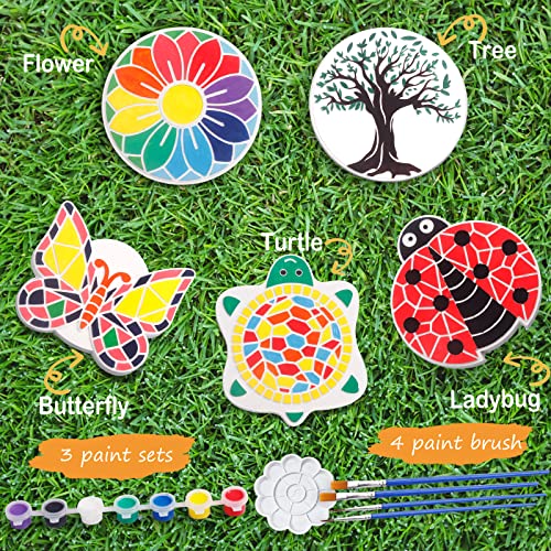 IFLOVE Paint Your Own Stepping Stones for Kids Craft Kits,Arts and Crafts for Kids Ages 4-8,5 Pack Painting Crafts for Girls Ages 8-12，Outdoor Toys Art Supplies Toddler Birthday Gift (Multicolored) - Image 2