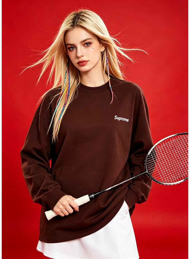 SUPREME men and women spring and autumn cotton loose long sleeve T-shirt - Image 2