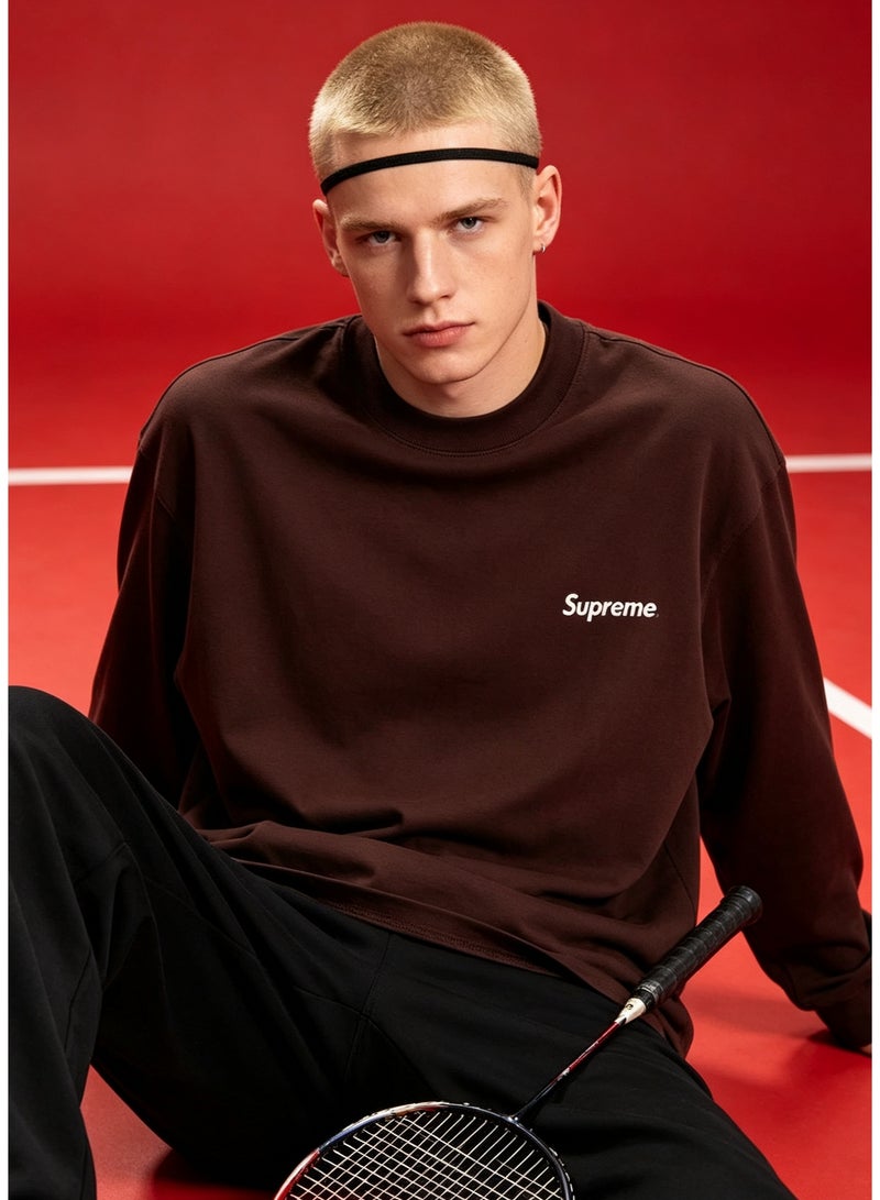 SUPREME men and women spring and autumn cotton loose long sleeve T-shirt - Image 1