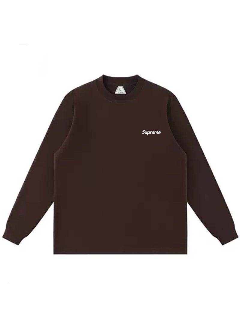 SUPREME men and women spring and autumn cotton loose long sleeve T-shirt - Image 3