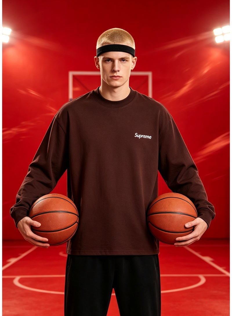 SUPREME men and women spring and autumn cotton loose long sleeve T-shirt - Image 5