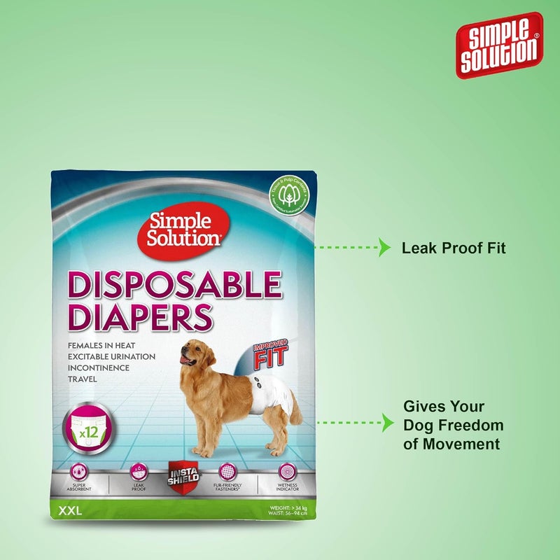 Simple Solution Disposable Dog Diapers for Female Dogs | Super Absorbent Leak-Proof Fit | XL | 12 Count - Image 3