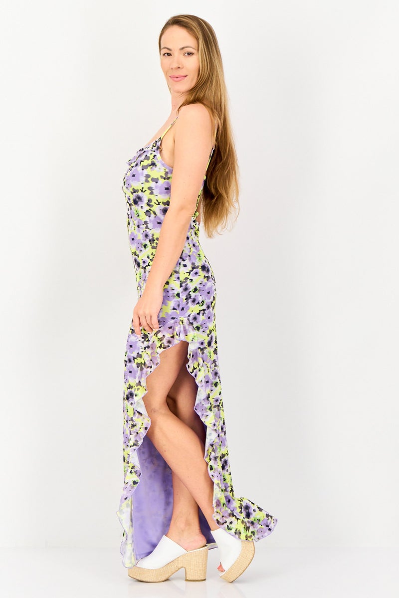 FOREVER 21 فستان ميدي مزخرف بالورود للنساء، متعدد الألوان - Image 4