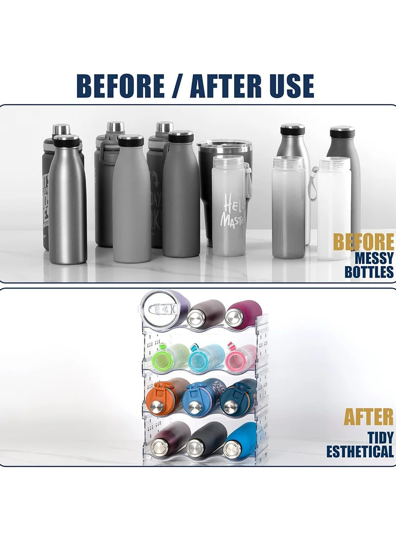 Quesera  4 Pack Stackable Water Bottle Organizer/Holder -   for Cabinet , Kitchen Pantry n and Fridge  | Best Price UAE