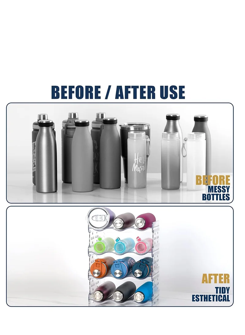 Quesera  4 Pack Stackable Water Bottle Organizer/Holder -   for Cabinet , Kitchen Pantry n and Fridge  | Best Price UAE