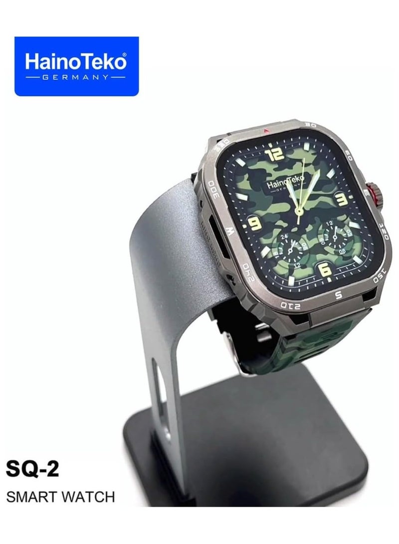 Haino Teko SQ2 AMOLED Display Smart Watch With 3 Pair Strap and Wireless Charger for Gents and Boys Black - Image 3