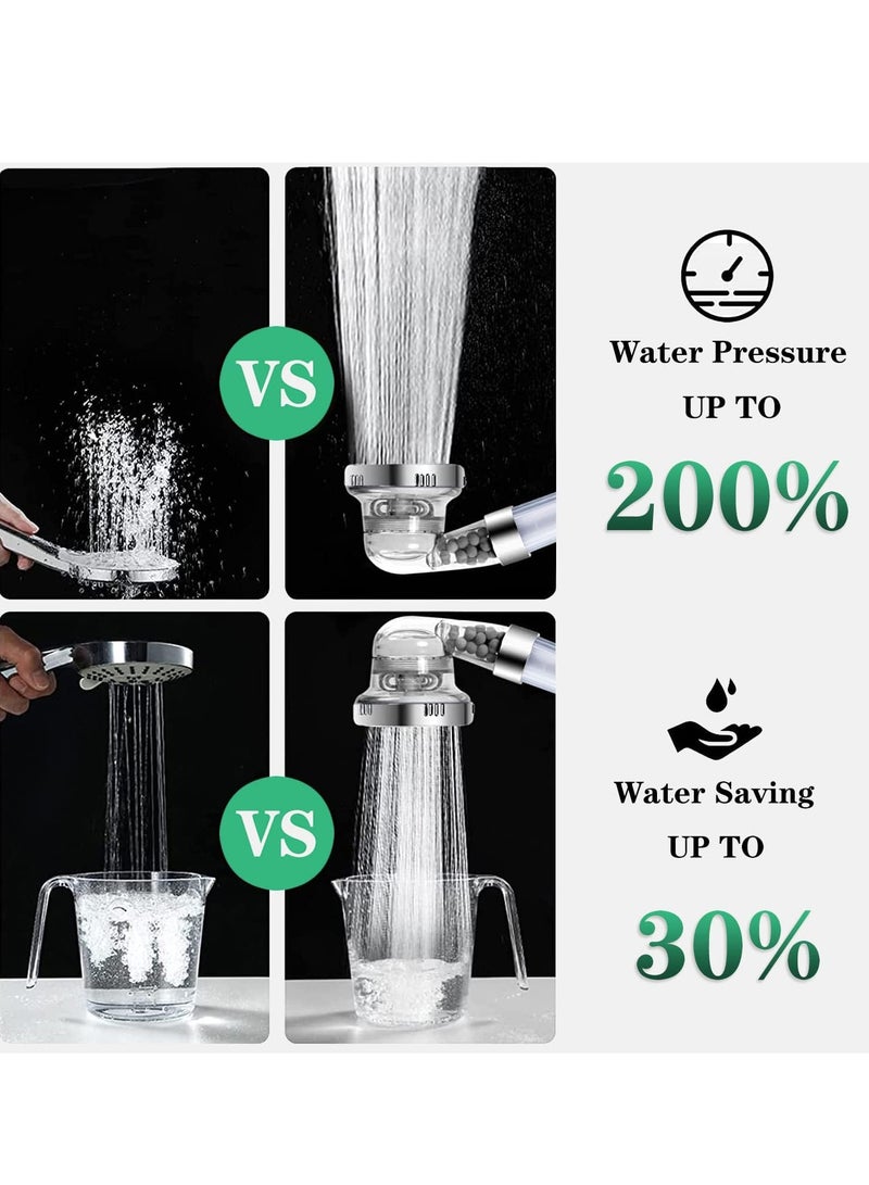 Ionic Shower Head 3 Modes High Pressure Handheld Showerhead Water Saving Filtered Shower Head with PP Cotton Filter and Extra Filter Stones
