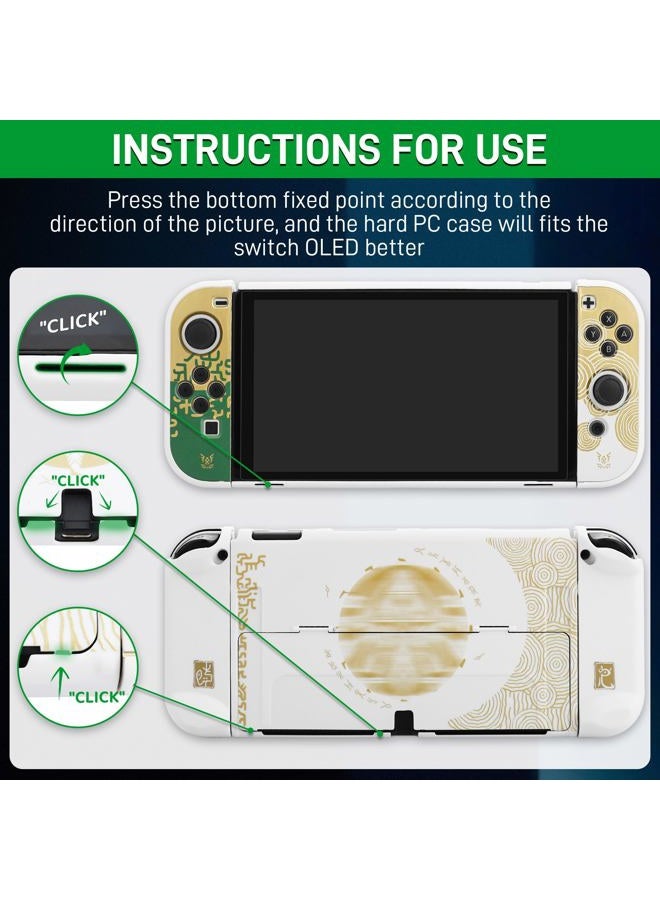 GLDRAM Switch Carrying Case for Zelda, Portable for Nintendo Switch OLED with Travel Case Protector, White Dockable Switch OLED Skin Cover, Hand Strap & 2 Thumb Caps - Image 4