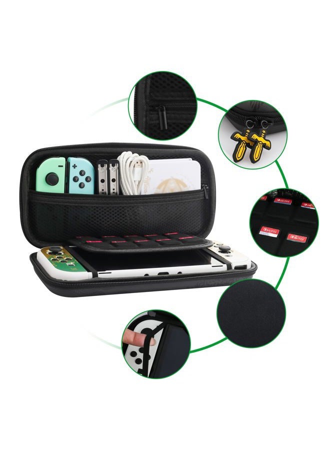 GLDRAM Switch Carrying Case for Zelda, Portable for Nintendo Switch OLED with Travel Case Protector, White Dockable Switch OLED Skin Cover, Hand Strap & 2 Thumb Caps - Image 2