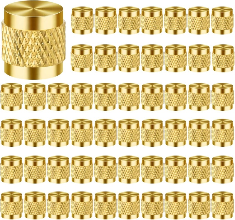 Caps Valve HVAC Brass 55, 1/4 in Top Flat Refrigerant Charging Cap, Valve Access System Caps, Inner 0.4 in Diameter, 0.5 in Height, Charging Refrigeration for Valves - Image 1