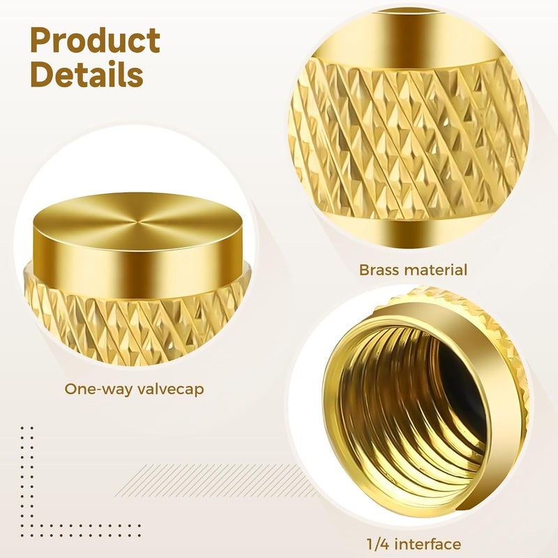 Caps Valve HVAC Brass 55, 1/4 in Top Flat Refrigerant Charging Cap, Valve Access System Caps, Inner 0.4 in Diameter, 0.5 in Height, Charging Refrigeration for Valves - Image 2
