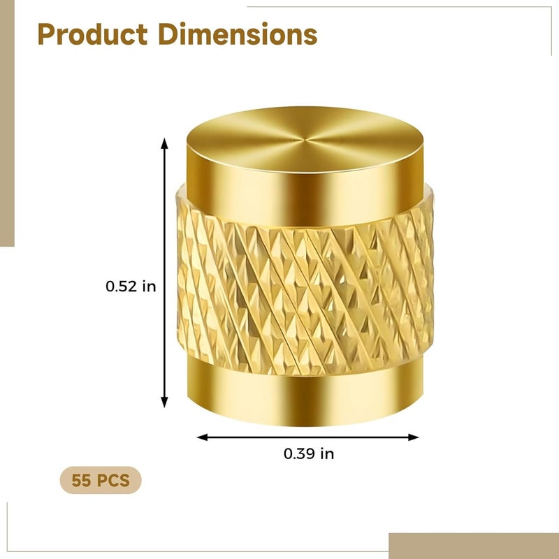 Caps Valve HVAC Brass 55, 1/4 in Top Flat Refrigerant Charging Cap, Valve Access System Caps, Inner 0.4 in Diameter, 0.5 in Height, Charging Refrigeration for Valves - Image 4
