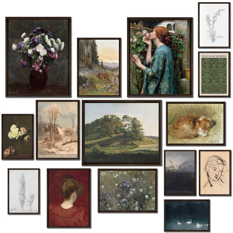 LANCHI95 15PCS Vintage Wall Art Decor, French Country Gallery Wall Prints for Bedroom, Cottagecore Dorm Home Decor, French Country Farmhouse Decor UNFRAMED (Vintage 11) - Image 1