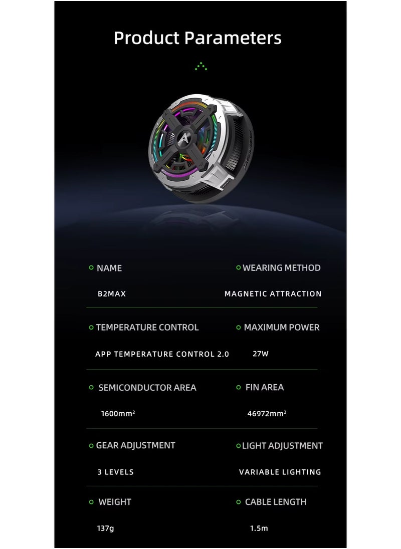 piva PIVA B2-MAX iPad Cooling Fan with 3 Speeds and RGB Lighting Control, 27W Super Cooling Technology, is specially designed for gaming enthusiasts and content creators with advanced cooling technologies and control via a dedicated app. Light weight, suitable for people who play gyroscope games on the iPad.  - Image 5