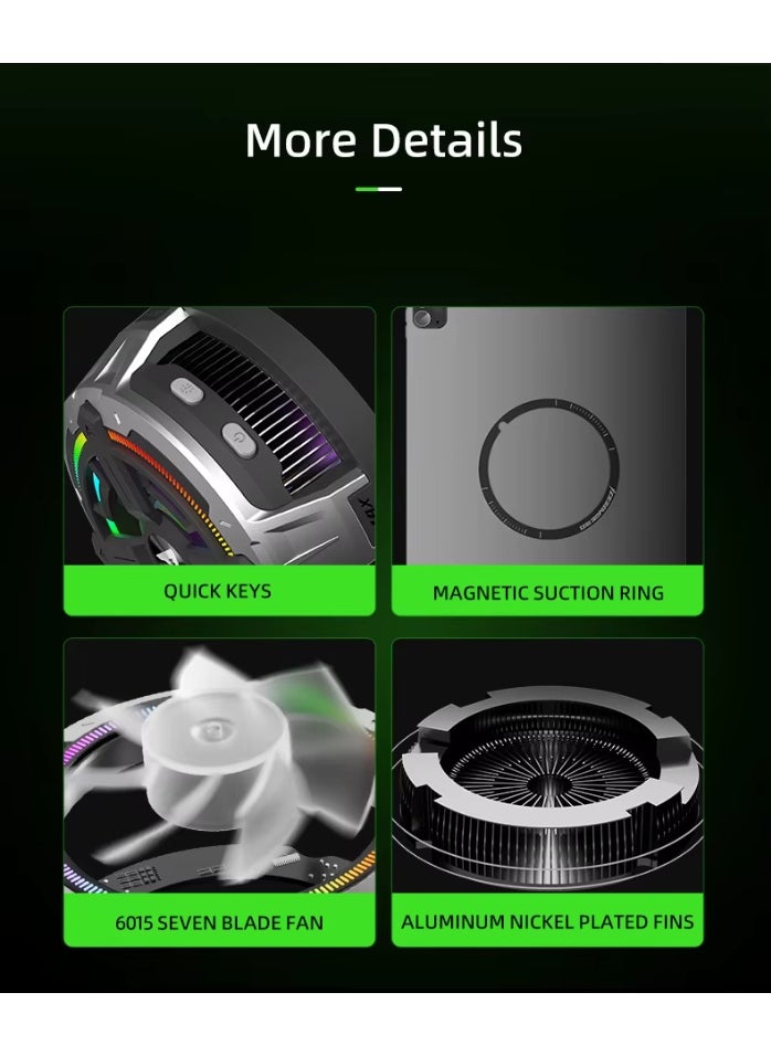 PIVA B2-MAX iPad Cooling Fan with 3 Speeds and RGB Lighting Control, 27W Super Cooling Technology, is specially designed for gaming enthusiasts and content creators with advanced cooling technologies and control via a dedicated app. Light weight, suitable for people who play gyroscope games on the iPad.