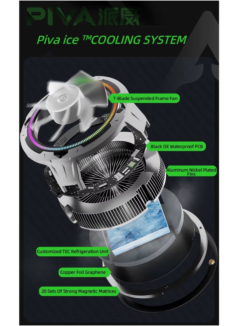 PIVA B2-MAX iPad Cooling Fan with 3 Speeds and RGB Lighting Control, 27W Super Cooling Technology, is specially designed for gaming enthusiasts and content creators with advanced cooling technologies and control via a dedicated app. Light weight, suitable for people who play gyroscope games on the iPad.