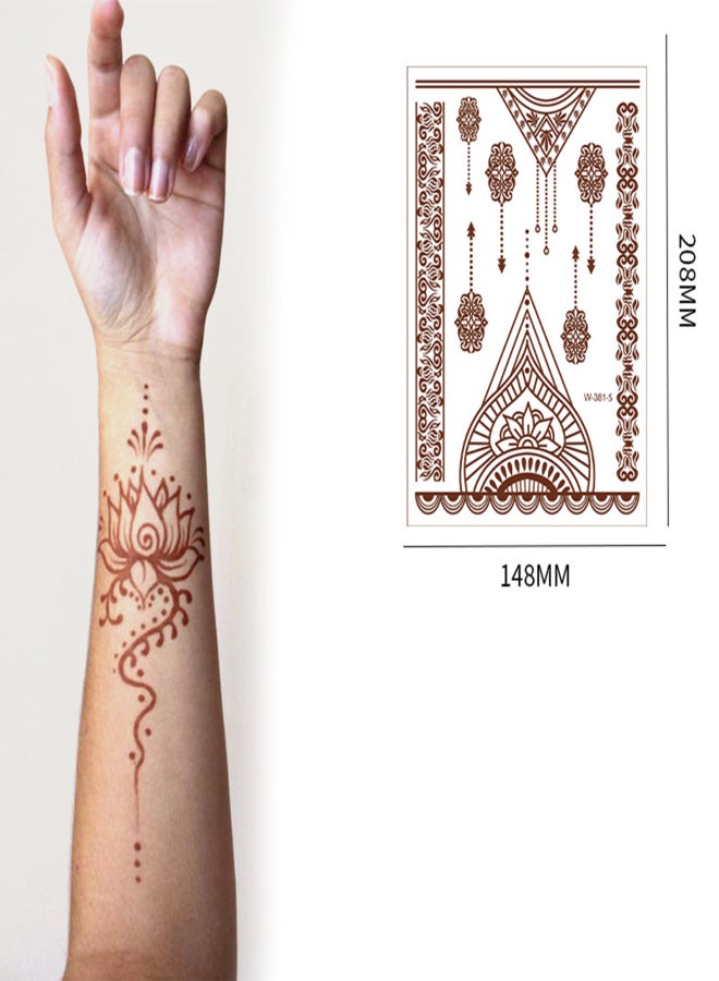 Red Brown Lace Tattoo Sticker Water Transfer Tattoo Sticker Waterproof Body Art Sticker Temporary Skin Art for Women Girls - Image 3