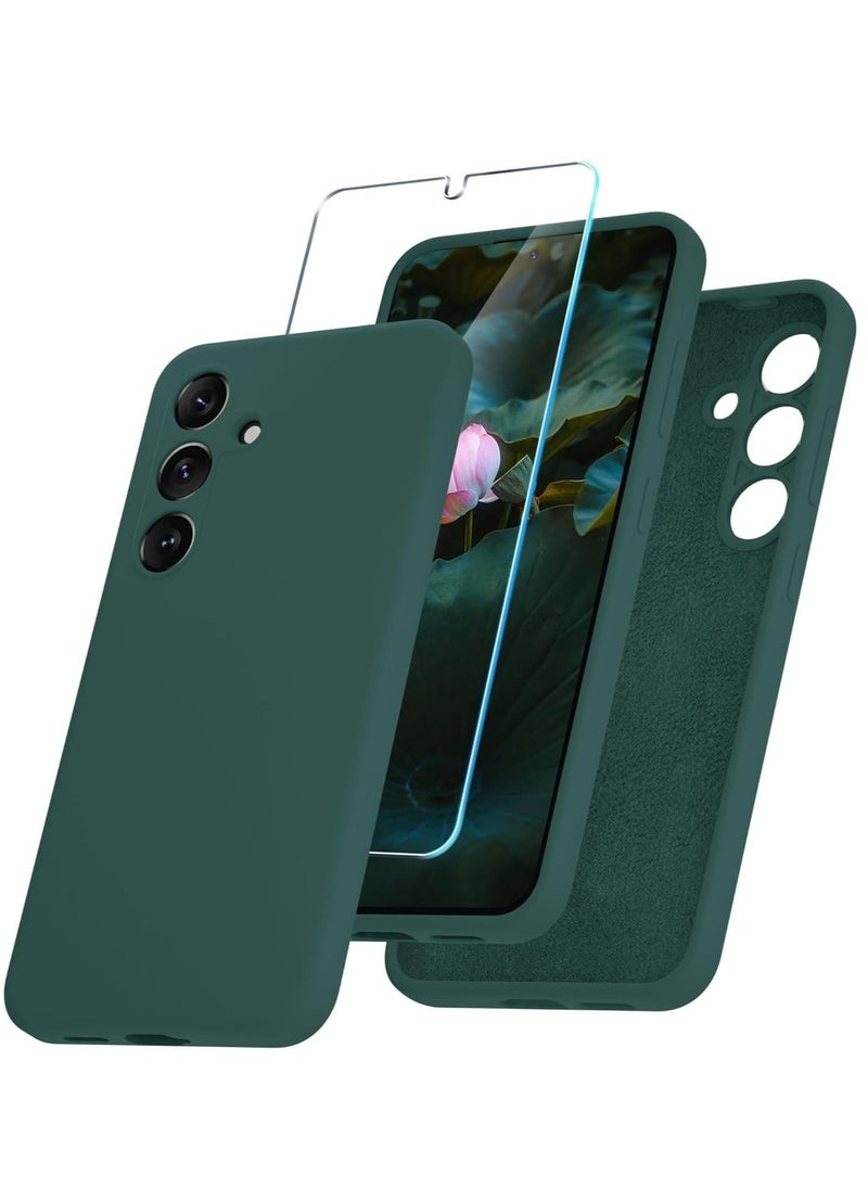 Raxoom Samsung Galaxy S24 Plus Silicone Phone Case with Screen Protector - Full Body Shockproof Slim Cover, Soft Anti-Scratch Microfiber Lining, Wireless Charging Support (Dark Green) - Image 1