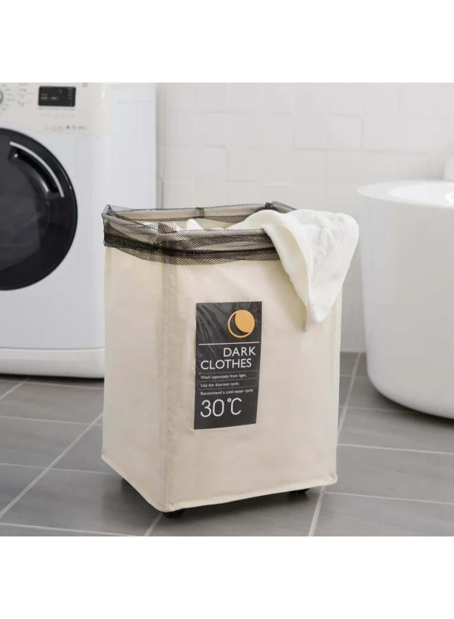 DANUBE HOME Oliver Wide Laundry Hamper with 4 wheels Off White 40X33X58 HCM