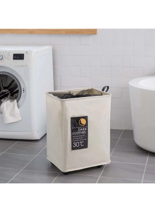 دانوب هوم Oliver Wide Laundry Hamper with 4 wheels Off White 40X33X58 HCM